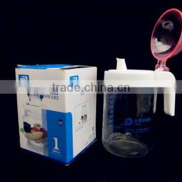 500ml clear glass empty tea cup with scale with cover