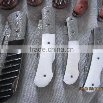 OEM Handmade Damascus Collection Folding Knife, Mountain Hiking Small Knife, Natural Wood Handle photo-5