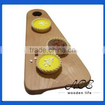 Wooden Serving Tray Wooden Fruit Tray Beech Dessert Plate Egg Tart Tray Tri-Angle Shape board with Hanging Hole