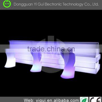 Modern design straight Set high bar cocktail white PE plastic led light bar table