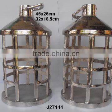 Cast Aluminium Cylindrical Lantern in Rough Nickel Finish