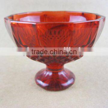 purple red glass bowl