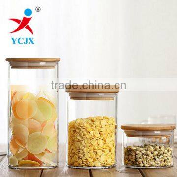 High Quality Borosilicate Glass Storage Jar with Bamboo Lid