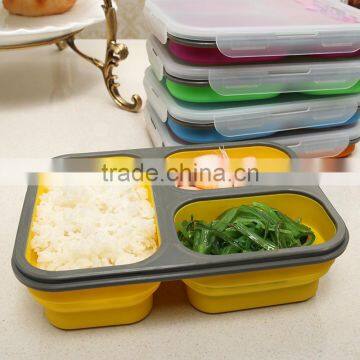 Collapsible Silicone Lunch Box With Serving Tool/square Shape Foldable Silicone Lunch Box photo-2