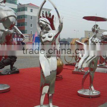 Stainless steel modern art sculpture nude dancing girl for sale