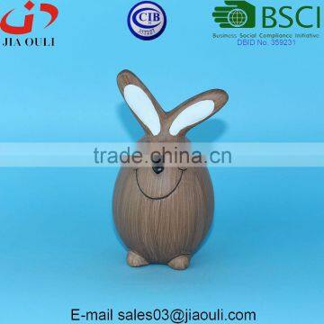 BSCI Audit Dehua Factory brown painted ceramic rabbit, fat sitting rabbit