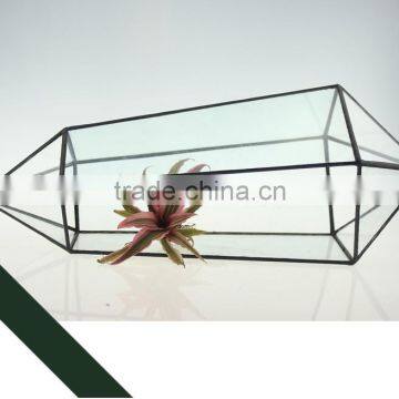 Five double diamond large geometric glass greenhouse plant micro landscape flowerpot container factory direct OEM