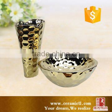 Modern gold color ceramic flower home decoration vase