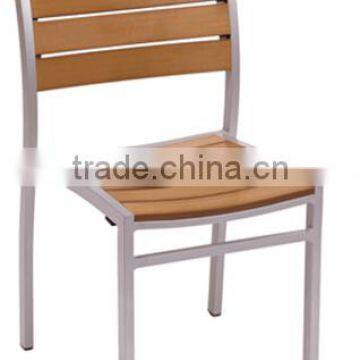 Plastic wood restaurant armless dining chair