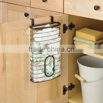 Over the Cabinet Kitchen metal Storage Holder for Plastic and Garbage Bags - black