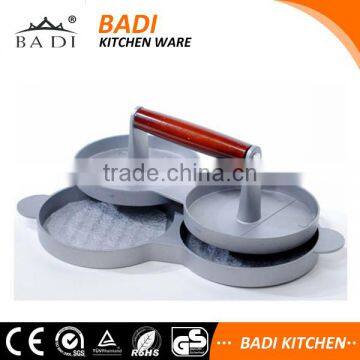 aluminum die casting wooden handle LFGB meat pizza stuffed hamburger patty maker with wax disc paper