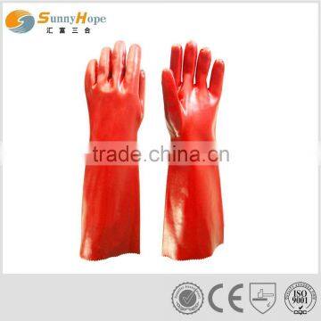 long red pvc coated gloves for chemical