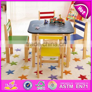 2015 Colorful wooden table and chair for kids,Children Study Table And Chair,Rounded corner study blackboard play table WO8G141