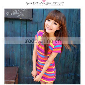 2015 the female shirts multicolour t-shirt long slim sexy club dress