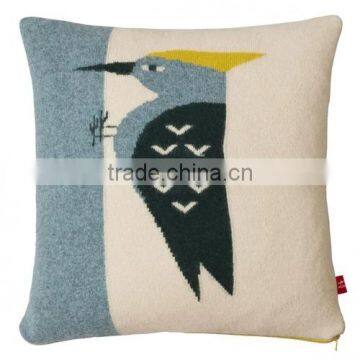 British classic woodpecker cashmere throw pillow for children