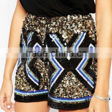 China Factory OEM ODM 2015 Hot Sale Customized Festival Romper With Gold Embellished Shorts photo-4