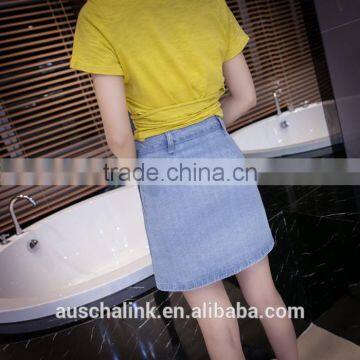 Japanese Style Beautiful Girl High Waist Embriodery Mini Jean Skirt photo-4