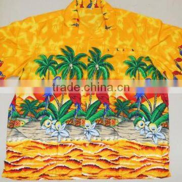 Macau Parrot on Cocunut Palm Hawaiian Shirts