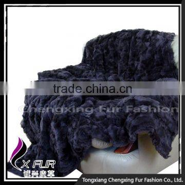 CX-D-03A Fur Throw Rex Rabbit Fur Royal Fluffy Blanket Genuine Fur Blanket photo-6