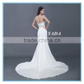 Sweetheart Satin Handmade Embroidery Beaded Wedding Dress With Bridal Mantilla Veil photo-3