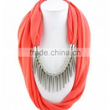 Customizable Digtial Printed Metal Tassel Charm Jewelry Scarves High End Long Wrapped Scarves Office Lady Costume Jewelry photo-4