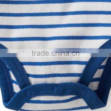 Fashion Short Sleeve Baby Toddler Clothing Striped Applique Baby Bodysuit With Pearl Stitch
