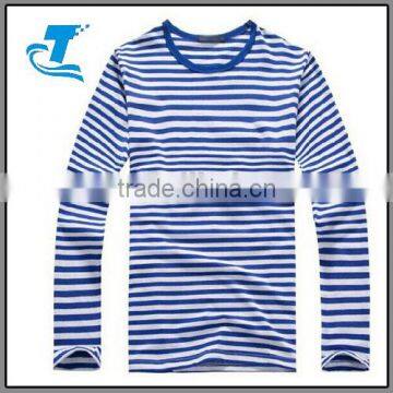 Summer adult plain dyed men long sleeve breathable striped sleeve men t shirt