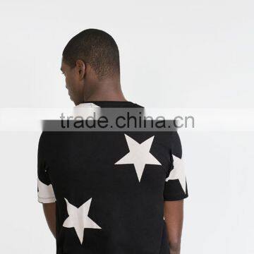 O Neck Black Slim Man Cotton t Shirt With Stars Printed photo-3