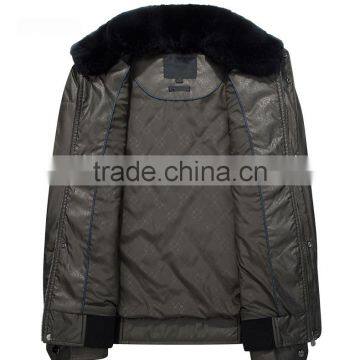 Top Quality Real Fur Collar Embossed Fabric Heavy Padding Casual Jacket For Man photo-3