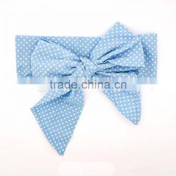 Sky Blue Gingham Headband With Big Bow Baby Plaid Hair Headband photo-4