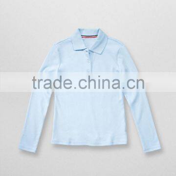 Fit Long Sleeve Interlock School Uniform Manufacturers Unisex Polo Shirt T-shirt With Picot Collar photo-2