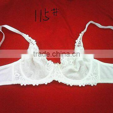 Ladies exquisite embroidery plain white sexy bra in high quality