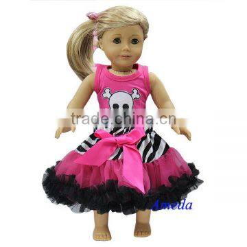 18" American Girl Doll Pirate Tee Plus Zebra Hot Pink Black Pettiskirt Outfit