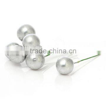 Foam Artificial Flower Stamen Pearlized Craft Cards Cakes Decoration Silver 60.0mm(2 3/8") x 13.0mm( 4/8"), 200 PCs