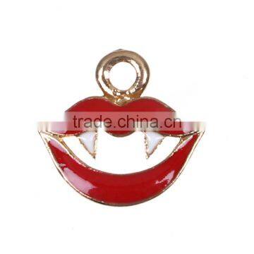 Zinc Based Alloy Halloween Charms Lip Gold Plated White & Red Enamel photo-3