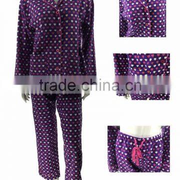 Purple Long Sleeves Flannel Pajamas Women Winter Sleepwear