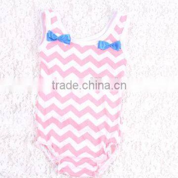 cute design chevron baby romper for infant sleeveless cotton romper with bowknot new style summer romper