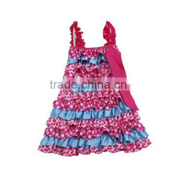 Hot Pink and Turquoise Satin Petti Dress with Polka Dots