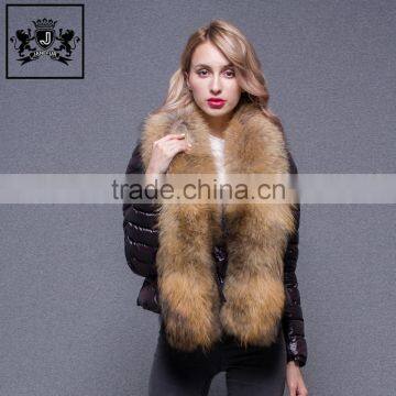 Fashion Light Weight Down Jacket Women Fur Collar Packable Ultralight Winter Coat