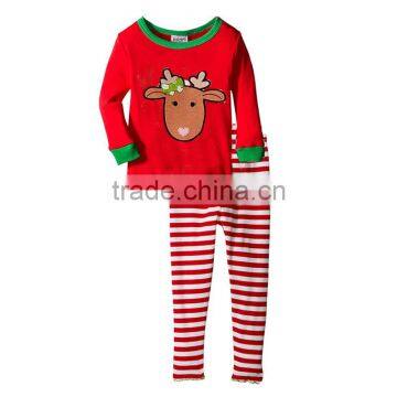 Red color kids plain cotton personalized christmas pajamas