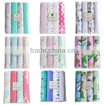 102*76cm 4pcs/pack cozy 100%cotton flannel swaddling receiving blanket for newborn baby