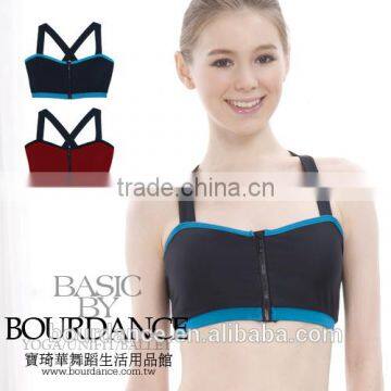 Zipper front sports bra