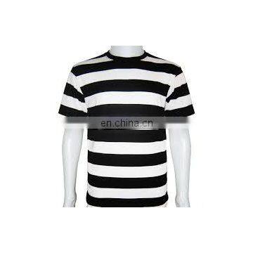 Yarn dyde black&white striped mens tshirt