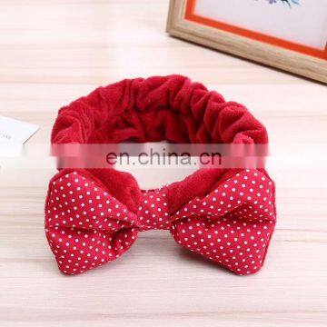 Fashion Cute point print bowknot cotton Headband Makeup lint fabric Headband