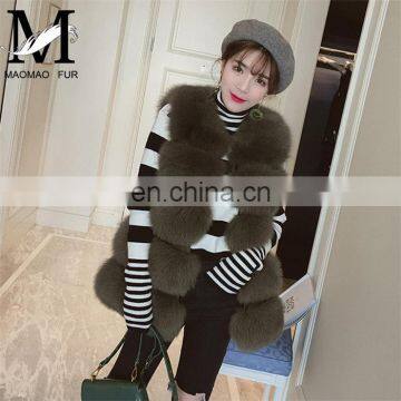 2016 New Fashion Women Luxury Vest Hot Sale Lady Vest Real Fox Fur Waistcoat