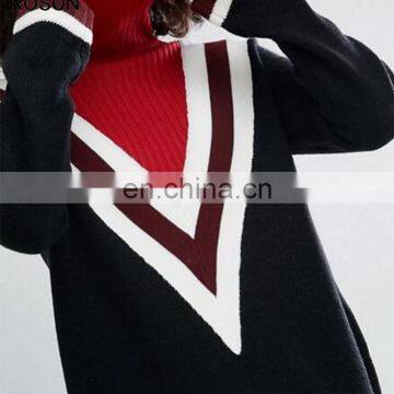 Black Sweater as Long Sleeve High Neck Tops With Latest Chevron Design for Women of Knit Clothing photo-2
