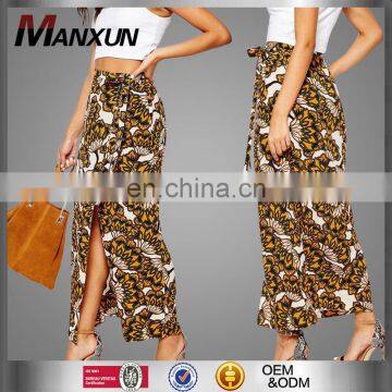 Bohemia New Design Flower printed Cozy One Piece of Cloth Split Skirts