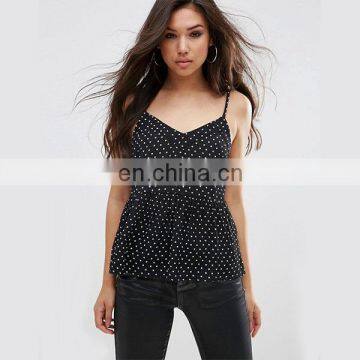 2016 Custom Pretty Cami Top in Spot Print Fashion Blouse for Women