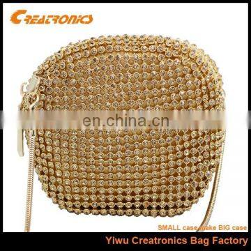 alibaba china Creatronics gold color crystal round cosmetic bag