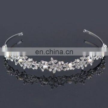 Custom 100% Handmade wholesale handmade luxury white ribbon crystal wedding bridal headpiece